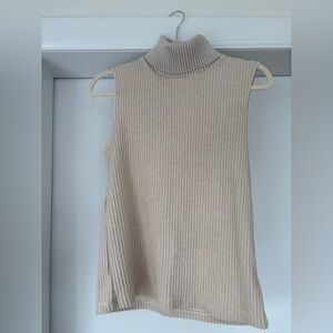 Zara Cream Sleeveless Turtleneck Sweater